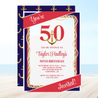 50.o Aniversário do Vermelho Náutico Branco e Azul