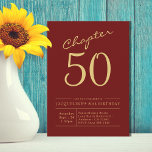 Convite 50 Red Dourada 50th Festa de aniversário<br><div class="desc">Comemore seu aniversário de 50 anos em estilo com este convite personalizado de vermelho e ouro do Zazzle. A letra do roteiro captura a ocasião importantíssima, enquanto o esquema de cores vermelho e dourado lhe dá um toque de elegância. Torne este convite especial com a sua escolha de texto e...</div>
