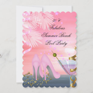 Convite 50 Saltos de Verão Pink Cocktail Salto Alto Festa