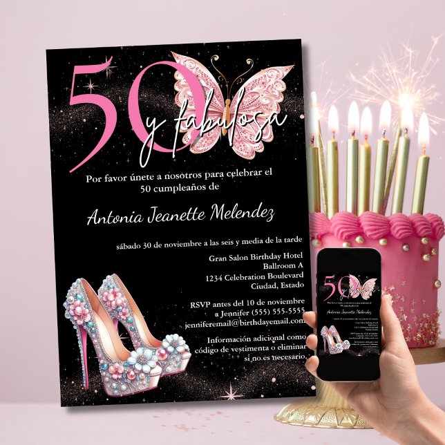 Convite 50 y Fabulosa Invitation - 50.º Aniversário da Esp (Criador carregado)