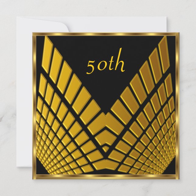 Convite 50a festa de aniversário Dourado Ouro 1 (Frente)