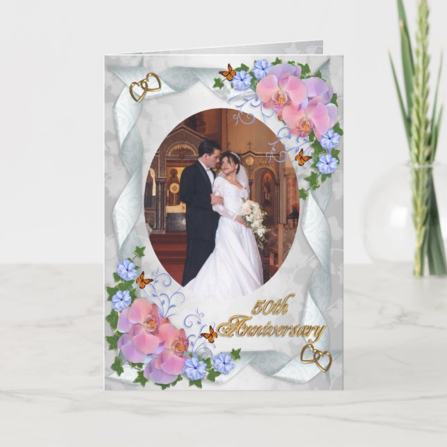 Convite 50th Anniversary invitation for parents w photo (Frente)