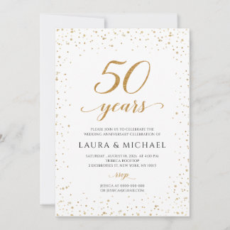 Convite 50th Anniversary Invitation, Gold Wedding Invites