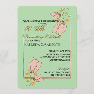 Convite 50th Anniversary Invitation, Greenery Wedding Anni