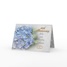 50th anniversary party invitation hydrangeas blue