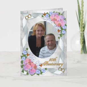 Convite 50th Anniversary with photo invitation orchids
