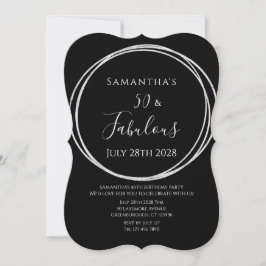 Convite 50th Birthday Black Silver Birthday