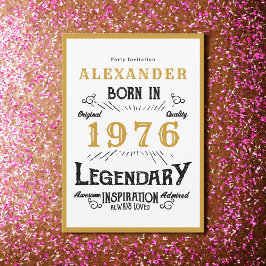 Convite 50th Birthday Born 1976 White Gold Legend