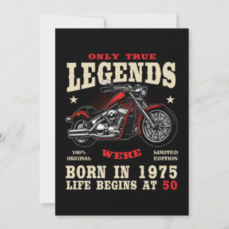 Convite 50th Birthday Man Biker Motorcycle Chopper 1975