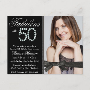 Convite 50th Brilho elegante e diamantes do aniversário