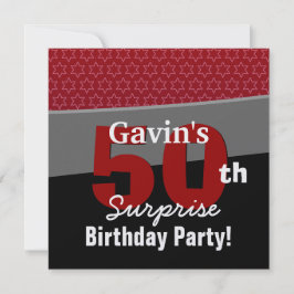 Convite 50th O branco vermelho do preto do aniversário da