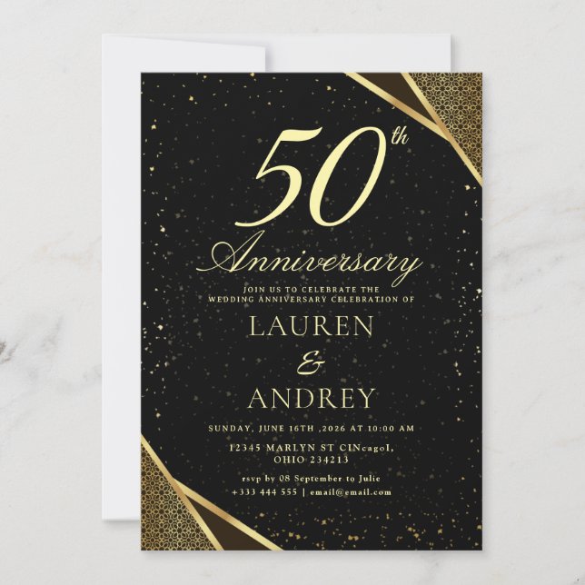Convite 50th Wedding Anniversary Invitation (Frente)