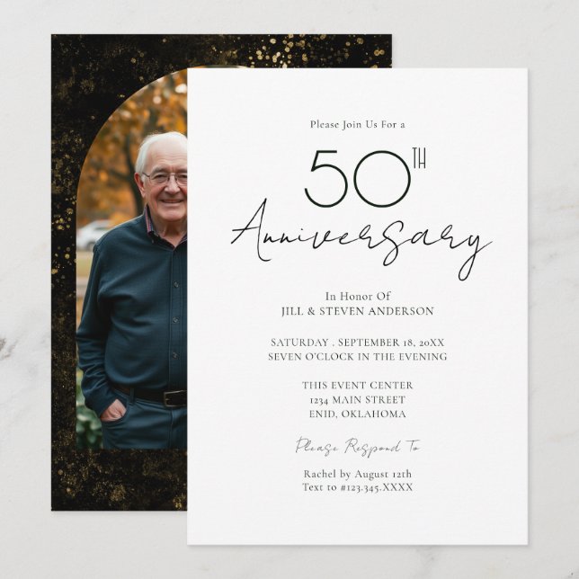 Convite 50th Wedding Anniversary Photo (Frente/Verso)
