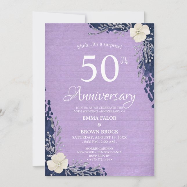 Convite 50th Wedding Anniversary Surprise Invitation (Frente)