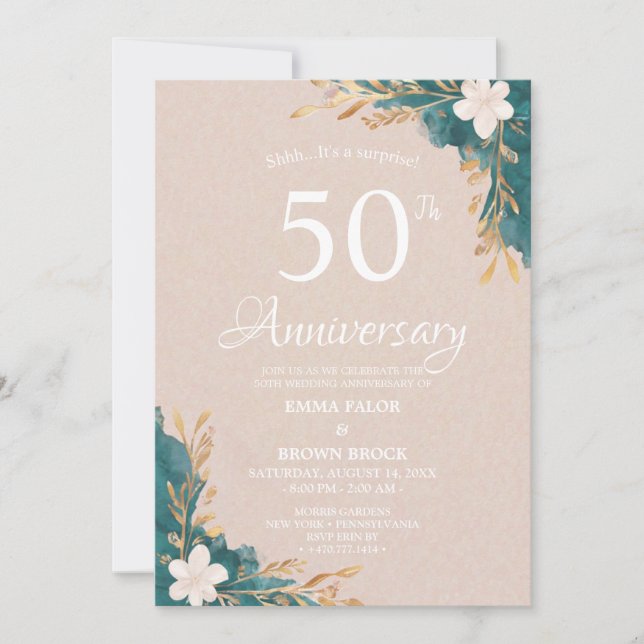 Convite 50th Wedding Anniversary Surprise Invitation (Frente)