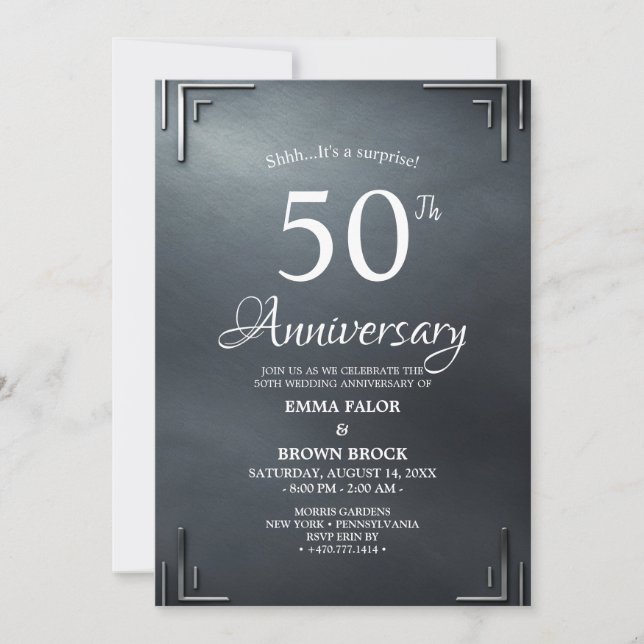 Convite 50th Wedding Anniversary Surprise Invitation (Frente)