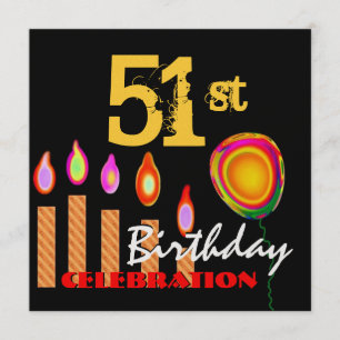 Convite 51ruas, Velas Douradas de Aniversário e Balão Me