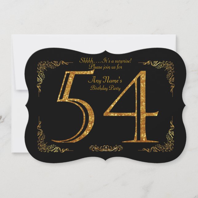 Convite 54th, Gatsby da festa de aniversário 54th, grande, (Frente)