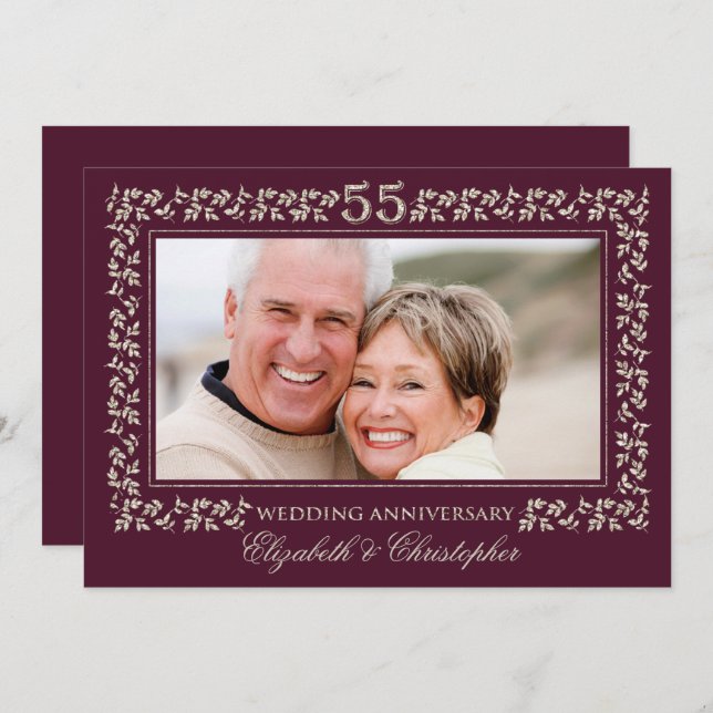 Convite 55ª Foto de Bronze de Aniversário de Casamento (Frente/Verso)