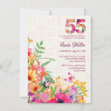 55 Anos Flores Floral Linho Aniversário de 55 anos