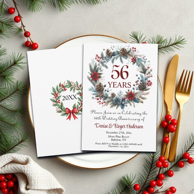 Convite 56.º aniversário da casamento inverno (Criador carregado)