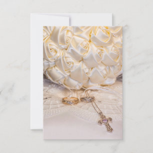 Convite 5807-Bouquet com Anéis e Cruz