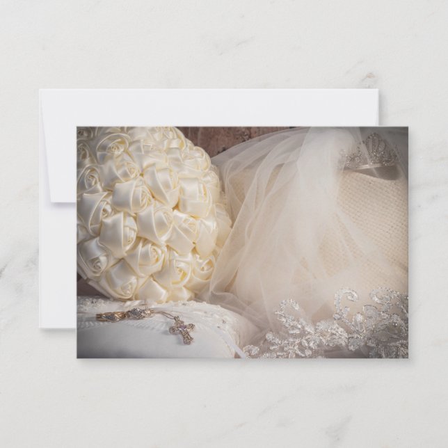 Convite 5882-Buquê com Alianças, Véu e Cruz (Frente)