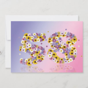 Convite 58.a Festa de aniversário, com letras floridas