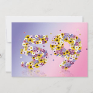 Convite 59.a Festa de aniversário, com letras floridas