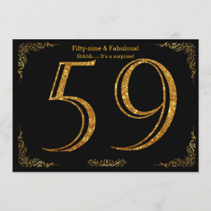 Convite 59.a Festa de aniversário,Gatsby styl,dourado pre