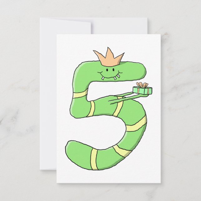 Convite 5 Aniversário Cartoon, verde. (Frente)