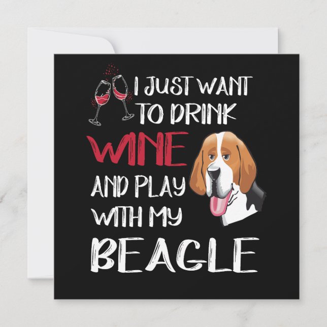 Convite 5 Beber Vinho E Brincar Com O Meu Beagle (Frente)