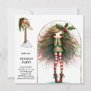 Convite *~* 5 Bela AP97 Elf De Mulher Doce Em Pé