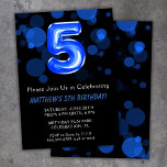Convite 5 Birthday Balloons Kids Blue Boy Party<br><div class="desc">5 balões de aniversário crianças convite de aniversário de 5 azul para um garoto de 5 anos com moderno roteiro escrevendo e balões de folhas azuis divertidas.</div>