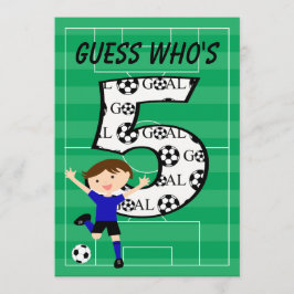 Convite 5 Birthday Blue e Black Soccer Goal v2