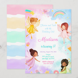 Convite 5 Birthday Ouro Fairy Party