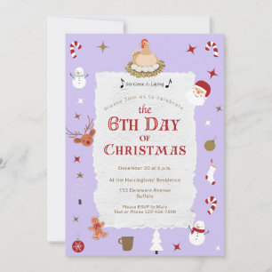 Convite 5 Bonito Dia de Natal Seis Festa Gansos-A Lay