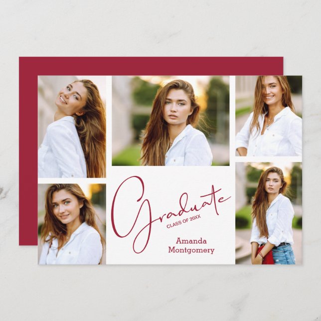 Convite 5 Festa de formatura Fotográfica Crimson (Frente/Verso)