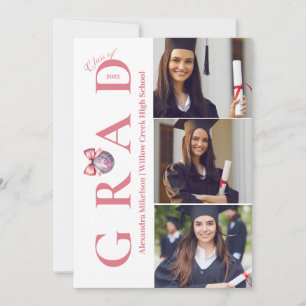 Convite 5 Fotografias Arco Rosa Disco Ball Festa de format