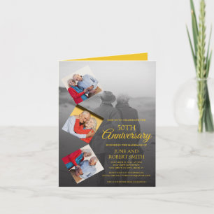 Convite 5 fotos 50.º aniversário de casamento do ouro