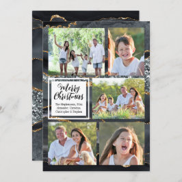 Convite 5 Fotos de Natal Dourado Preto