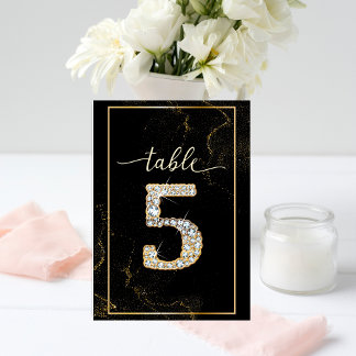 Convite 5 Números de Mesa Imprimíveis de Diamante Elegante