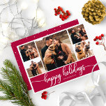 Convite 5 Photos Collage Happy Holidays Modern Christmas<br><div class="desc">5 Photos Collage Happy Holidays Modern Christmas Invitation</div>