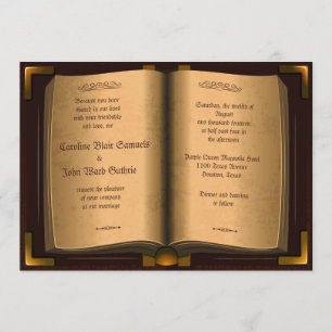 Convite *5" x 7" casamento antigo do livro do couro do