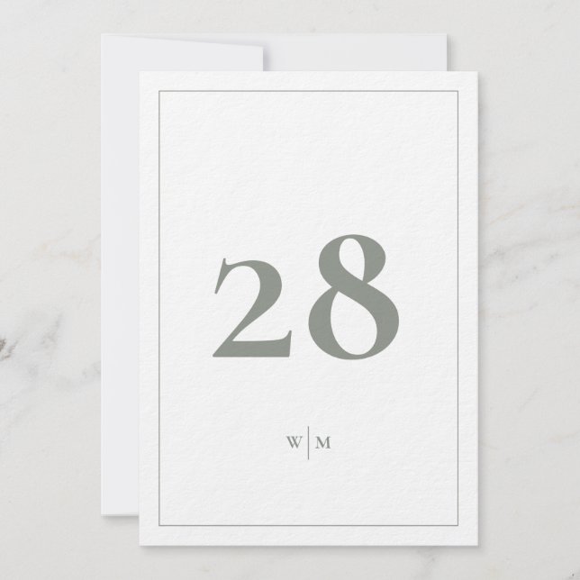 Convite 5 x 7 Números de Tabelas de Casamento Branco de Ci (Frente)