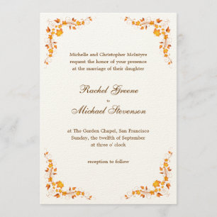 Convite 5 x do casamento da folha do outono cartão