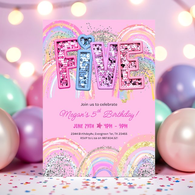 Convite 5th Birthday Rainbow Invitation (Criador carregado)