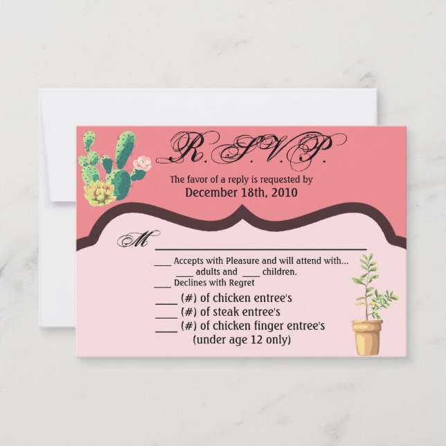 Convite 5x3.5 R.S.V.P. Placa Bohemian Cactus Succulents De (Frente)