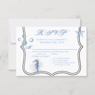 Convite 5x3.5 R.S.V.P. Placa Seacavalo Sea Ocean Beach