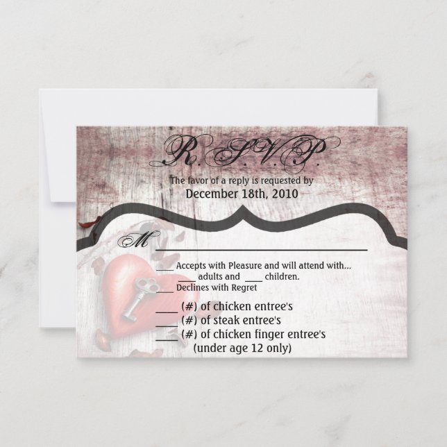 Convite 5x3.5 R.S.V.P. Placa XMAS Country Wood Key para o  (Frente)